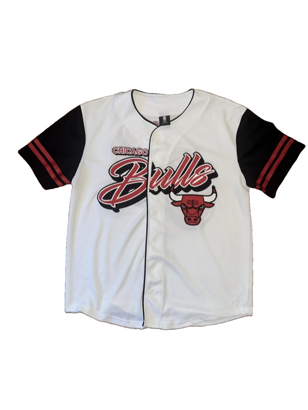 Vintage Chicago Bulls Jersey NBA Short Sleeve Large White Button Up #66 Stitched
